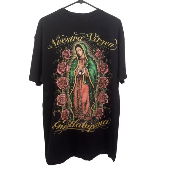 Our Lady Of Guadalupe Graphic T-Shirt Nuestra Virgen Shimmer Design Black  SZ XL - Picture 2 of 8